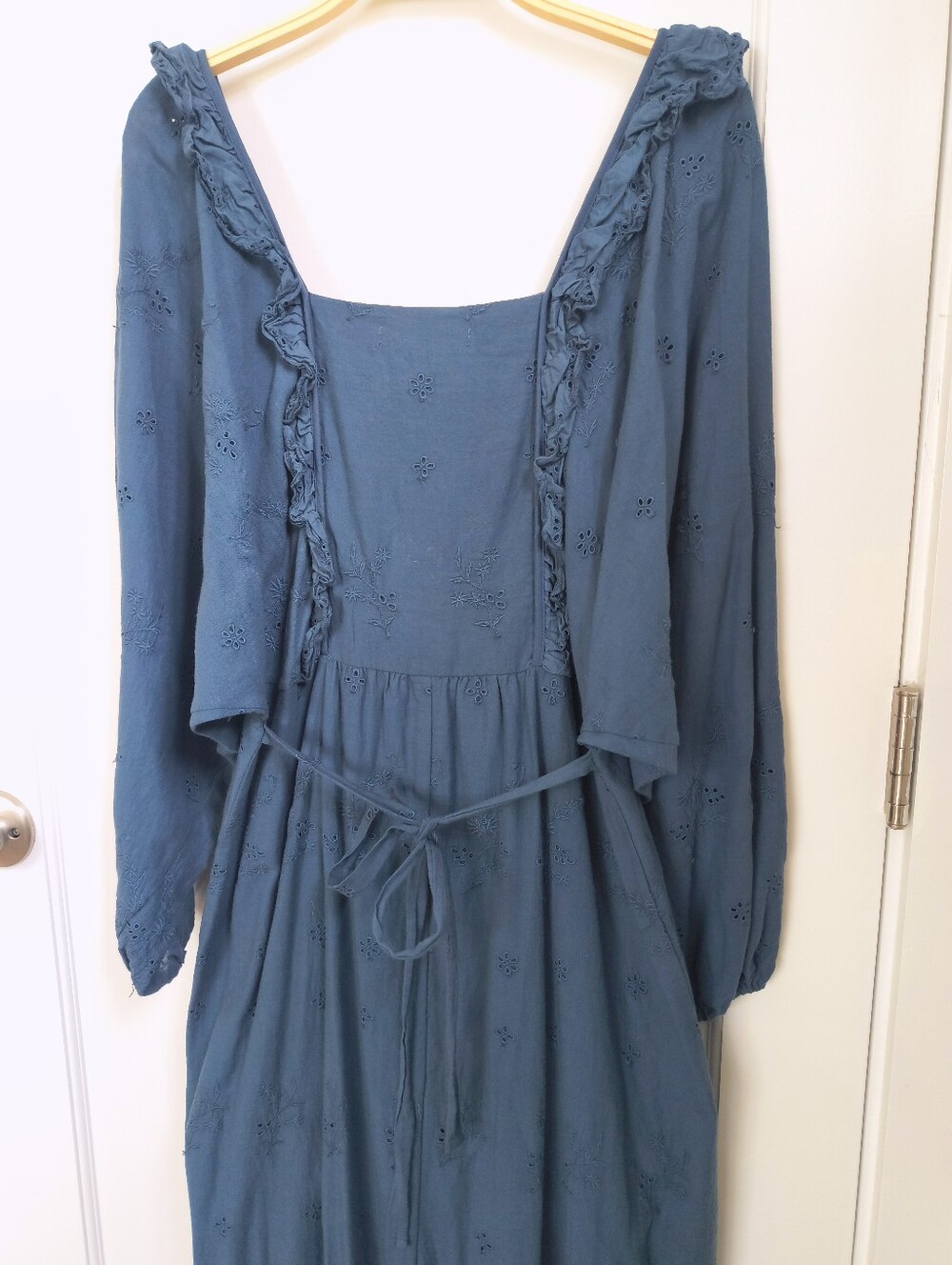 Christy Dawn The Jolene Dress -  Indigo Blue Embroidered Organic Cotton Maxi - Picture 4 of 7
